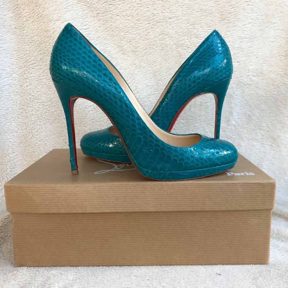 Christian Louboutin 38 Filo 120 Watersnake Lucido